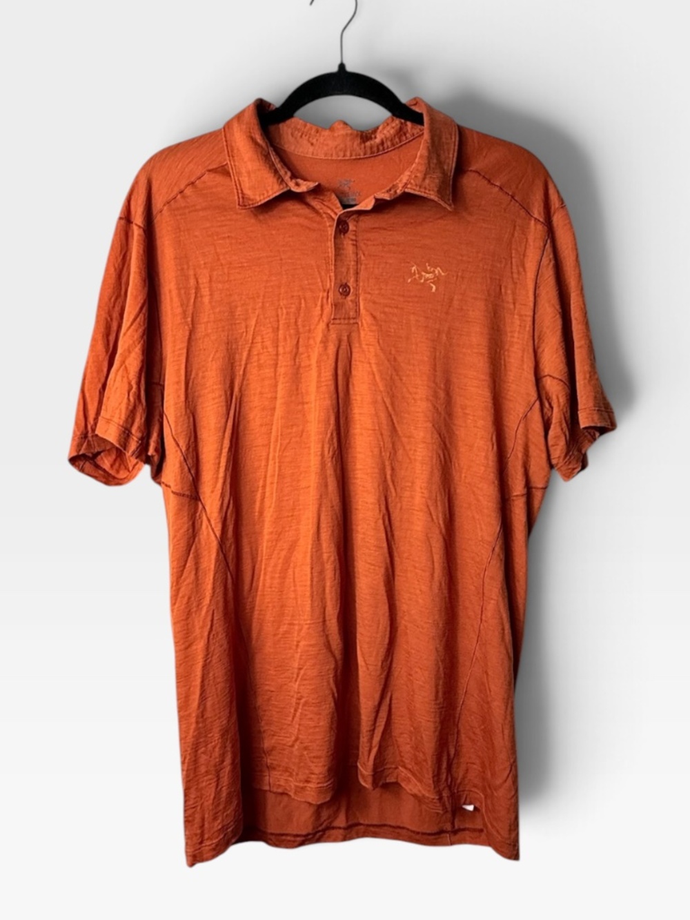 Arc'teryx Pelion Polo Shirt Men's Size Large Orange Short Sleeve Lightweight (F)
